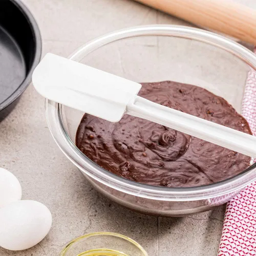 Vista 3 de Restaurantware-Met Lux 10 Inch Rubber Spatula, 1 Flat Baking Spatula - Flexible, Dishwashable, White Rubber Cooking Spatula, Heat-Tolerant, Use For