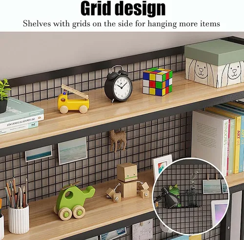 Vista 3 de Estantería de escritorio de 2 niveles para escritorio de computadora, pantalla ajustable, estantería de madera para encimera, estante de escritorio