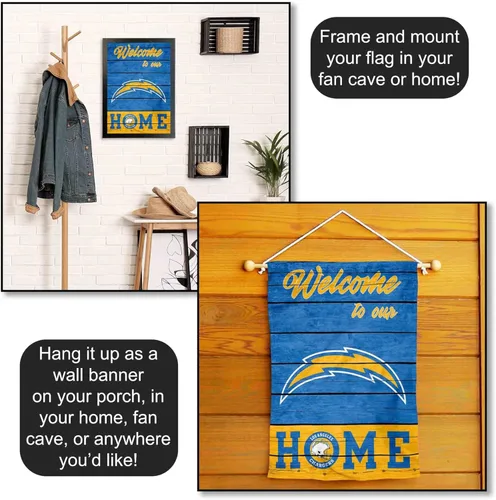 Vista 5 de WinCraft Bandera decorativa de doble cara para jardín de Los Angeles Chargers Welcome Home