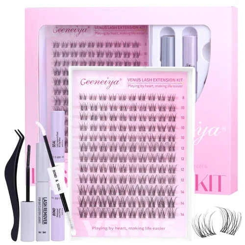 Vista 11 de Geeneiya Kit de Extensión de Pestañas 20D+40D, Racimos de Pestañas Suaves, Kit de Extensiones de Pestañas Naturales con Enlace de Pestañas