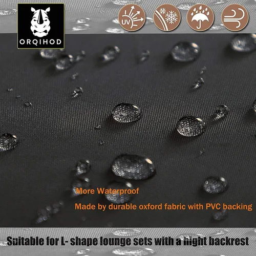 Vista 7 de Funda para muebles de patio en forma de V, impermeable, 600D, resistente, para exteriores, con bolsa de almacenamiento, 85 x 85 pulgadas, funda