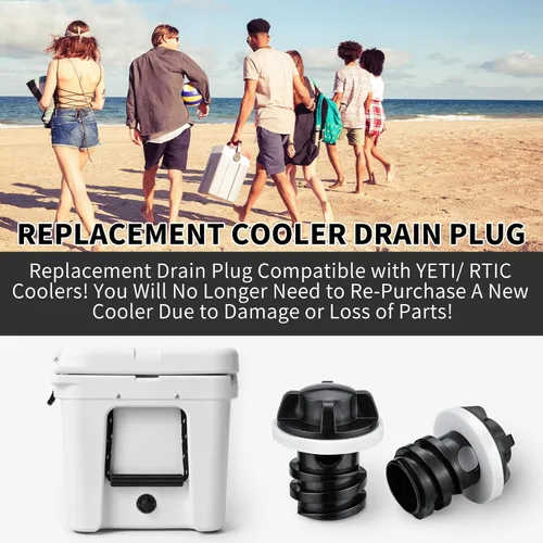 Vista 2 de Cooler Plug for YETI, 2 Pack Leak Proof Drain Replacement Plugs Compatible with YETI Tundra Roadie Tank Coolers & Other Cooler Accessories