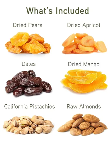 Vista 2 de Anna and Sarah Cesta de regalo, frutas secas mixtas y nueces en caja, peras secas elegantes, dátiles Medjool, albaricoque seco, mango seco, pistacho