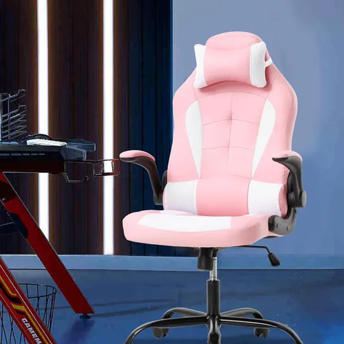 Vista 21 de PayLessHere Silla de escritorio para videojuegos, silla de oficina ergonómica con soporte lumbar, brazos acolchados, reposacabezas ajustables