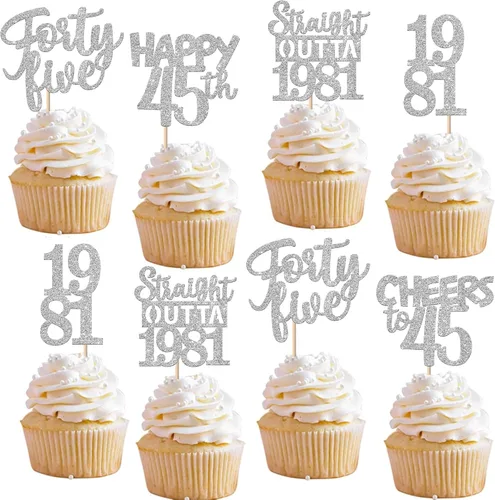 Vista 95 de 30 piezas negras para cupcakes de 10.º cumpleaños con purpurina Ten Happy 10 Straight Outta 2016 para saludos a 10 años 10 cumpleaños, boda Negro