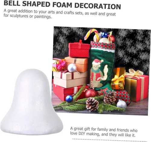 Vista 9 de 20 cascabeles de espuma, campanas de Navidad, suministros de manualidades, kits de modelado de bolas de espuma blanca, adornos colgantes para árbol
