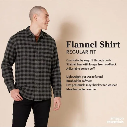 Vista 2 de Tienda Essentials - Camisa de franela para hombre, de manga larga