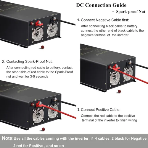 Vista 7 de WZRELB Inversor de onda sinusoidal pura de 2500 W 48 V CC a CA 120 V 240 V fase dividida, sobrecarga de 5 kW, 5 tomas de CA, terminal de cableado