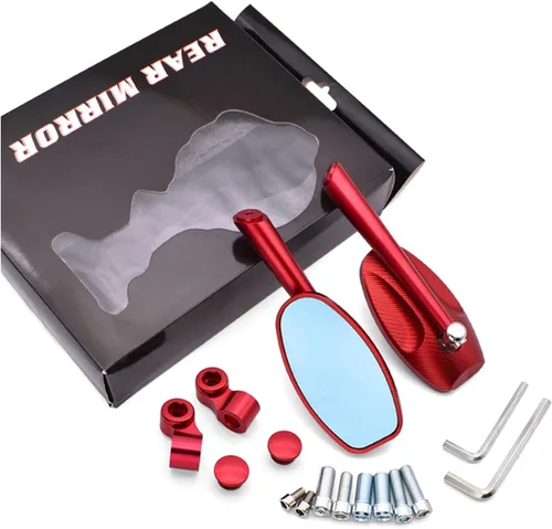 Mirror Motorcycle Rear View Mirror CNC Moto Side Mirrors Billet Aluminum For YAMAHA Tdm 900 850 Mt125 Mt03 Mt01 Mt 125 03 01 Xt660 (Color RED, Size