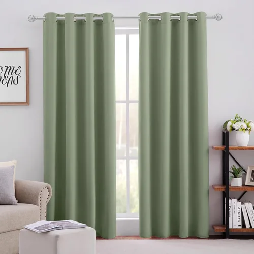 HOMEIDEAS Cortinas opacas de 52 x 84 pulgadas de largo, 2 paneles de cortinas para oscurecer la habitación, térmicas, insonorizadas, con ojales,