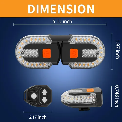 Vista 2 de Señales de giro para bicicleta, intermitentes para bicicleta eléctrica con bocina, luz trasera de bicicleta, 5 modos, impermeable, estroboscópica