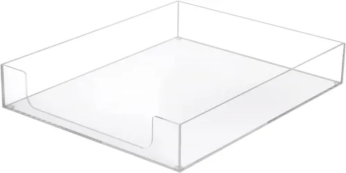 BTSKY Bandeja multiusos A4 para escritorio, organizador de acrílico transparente, elegante, tamaño carta, para documentos, revistas, archivos, cesta