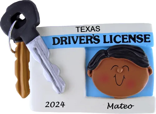 Licencia de conducir: étnico macho personalizado navidad ornamento – pintada a mano Resina – 2.75" de altura – libre personalización por Calliope