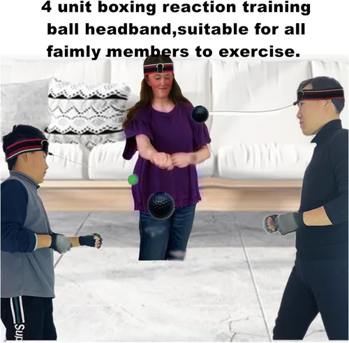 Vista 4 de Reflex Balls - Juego de diadema de boxeo para artes marciales mixtas de boxeo, kickboxing, juego de pelota de reacción, incluye 4 bolas