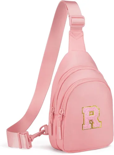 Vista 103 de Viverte Pequeña bolsa con inicial para niñas y mujeres, bonita cangurera cruzada de regalo