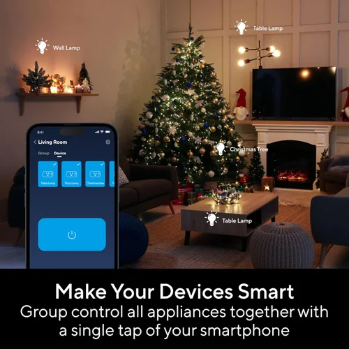Vista 5 de Enchufe inteligente UTEC, salida de malla Wi-Fi, enchufe inteligente ultra eficiente de 15 A compatible con Alexa, Google Home e IFTTT, no requiere