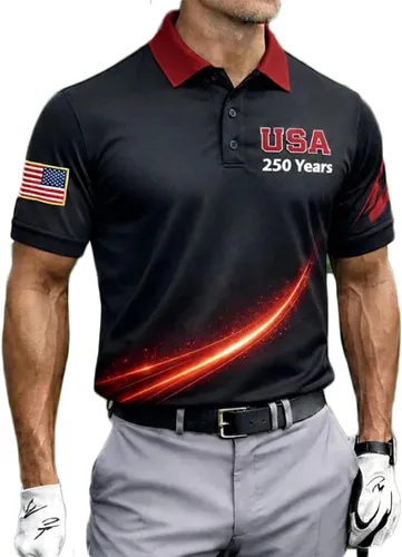 HARGLESMAN Camiseta de manga corta para hombre 1776 Día de la Independencia Bandera Americana Polo de Golf (Talla S-3XL)