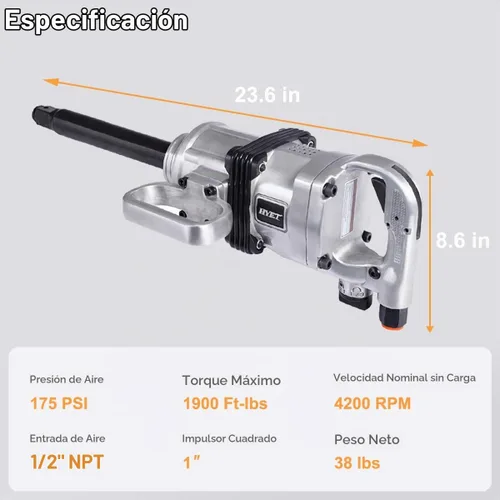 Vista 6 de ERGOMASTER Pistola de Llave de Impacto Neumática de 1 Pulgada de Alto Torque, Juego de Llave de Impacto Neumática de Servicio Pesado con Mango en D