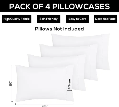 Vista 94 de Utopia Bedding Fundas de almohada Queen – Paquete de 2 – Cierre de sobre – Tela de microfibra cepillada suave – Fundas de almohada resistentes al