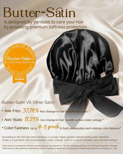 YANIBEST Gorro de satén ajustable para mujeres que duermen, envoltura de doble capa para el cabello, reduce la fricción y evita el encrespamiento,