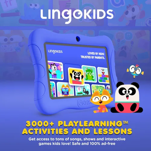 Vista 4 de Contixo Tablet Android Kids de 7" de 32 GB, incluye más de 50 libros de cuentos y calcomanías de Disney (valor de $200), funda protectora