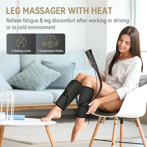 Vista 2 de FIT KING Leg Massager with Heat Air Compression Calf Massager for Circulation Helpful for Pain Relief RLS Edema and Relaxation - Great Gift for Wife