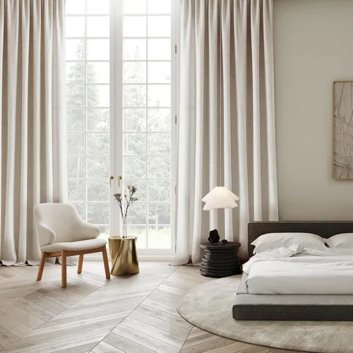 Vista 3 de Melodieux Cortinas de lino de 63 pulgadas de largo para dormitorio, cortinas de arpillera con textura de lino con bolsillo para barra, cortinas