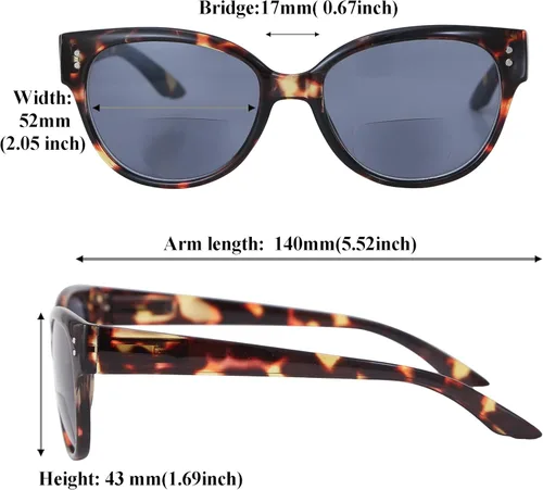 Vista 4 de EYEGUARD Lentes de sol de lectura bifocales con protección UV400 para mujer, cómodos y elegantes lentes de lectura