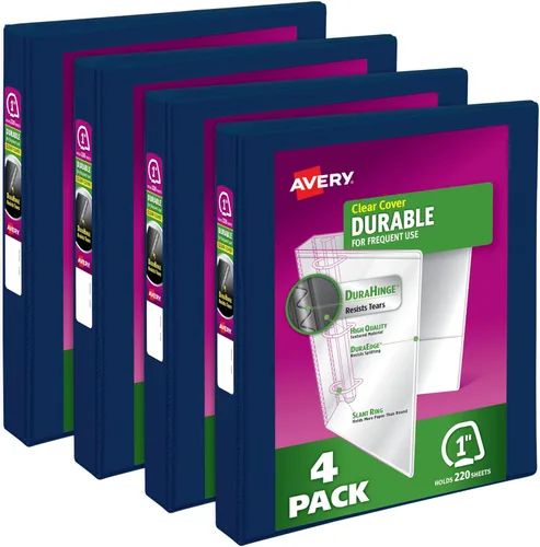 Vista 56 de Avery(R) Carpeta duradera de tapa transparente de 3 argollas inclinadas de 1 pulgadas, 1 carpeta azul claro (17295)