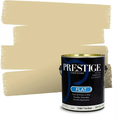 Vista 82 de PRESTIGE Pinturas de pintura exterior e imprimación en uno, 1 galón, plano, combinación comparable de Benjamin Moore* Manzanilla*