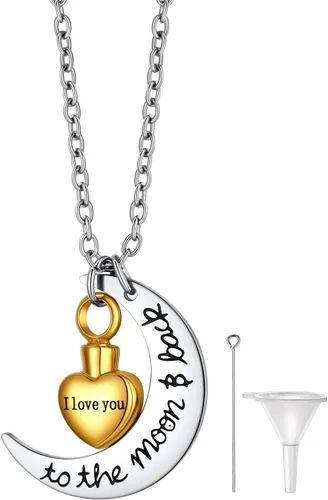Vista 22 de Richsteel Collares de urna para cenizas para mujeres y hombres, collar con colgante de cremación para cenizas, joyería conmemorativa de acero Ala