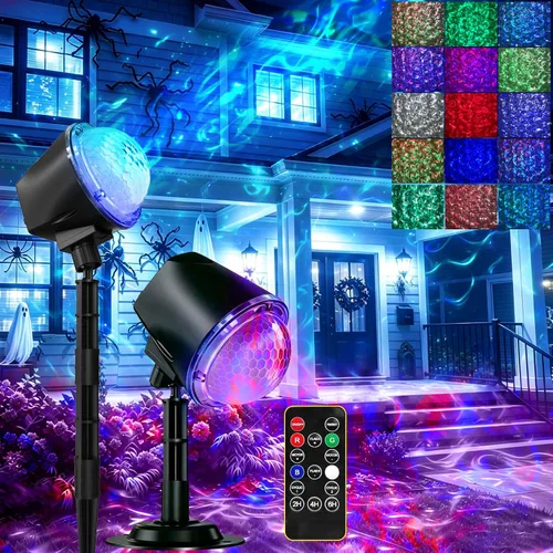 Vista 8 de Luces láser de Navidad para proyección al aire libre, proyector de luces láser de 3 colores, espectáculo de luces de luciérnagas con control remoto