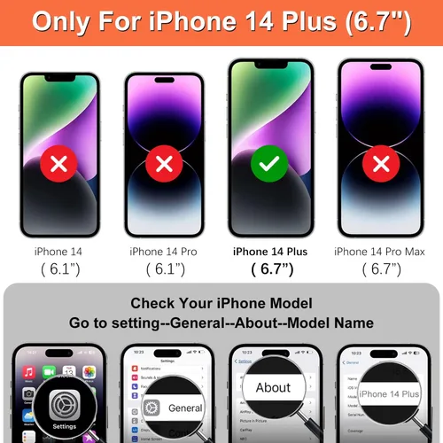 Vista 2 de iCoverCase Funda compatible con iPhone 14 Plus con tarjetero para mujer, bloqueo RFID en relieve, piel sintética con correa de muñeca de 6.7