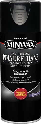 Minwax Spray de poliuretano de secado rápido, acabado protector de madera, satén cálido, lata de aerosol de 11.5 oz