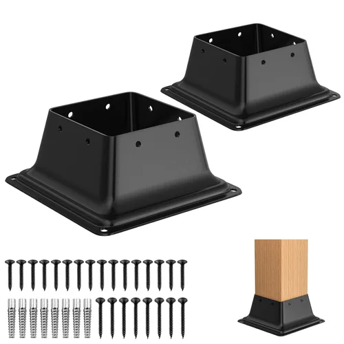 FMhotu 4x4 Base de poste 2 piezas, soporte de poste de acero recubierto en polvo resistente de 3.6"x3.6" interno, adecuado para poste de madera