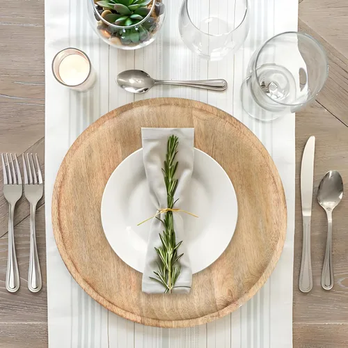 Vista 7 de Lightnpro - Platos redondos de madera de acacia, platos para aperitivos, mesa central, platos de servicio para ensalada, sándwiches, hamburguesas