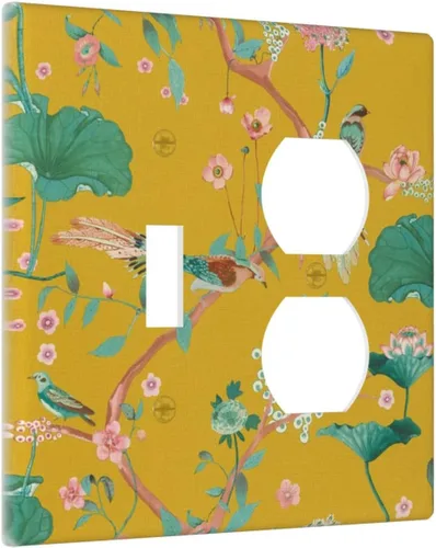 Vista 228 de Pintura al óleo de flores abstractas de 1 cuadrilla de interruptor de luz dúplex individual cubierta de salida placa de pared decorativa Placa