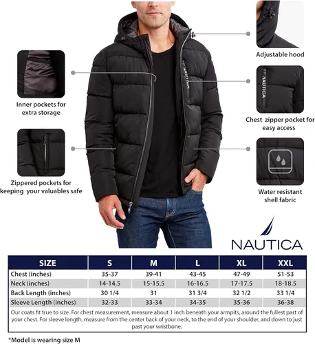 Vista 7 de Nautica Chaqueta tipo parka con capucha para hombre, resistente al agua y al viento
