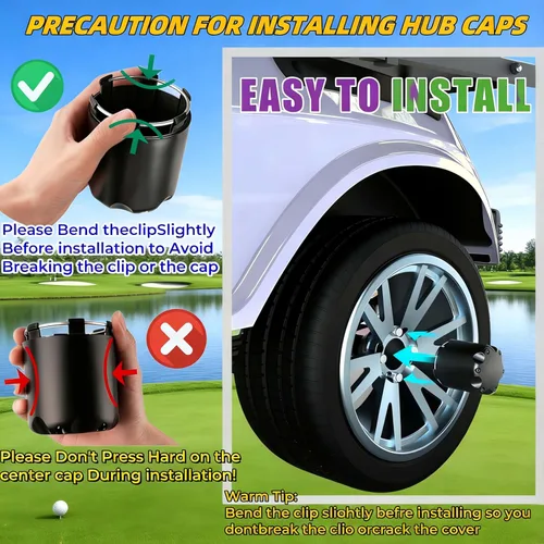 Vista 4 de Cubierta de Tapa Central de Rueda SS para Carrito de Golf, Tapas de Cubo de Rueda Estilo ITP de Inserción para EZGO Club Car Yamaha y Otros Modelos