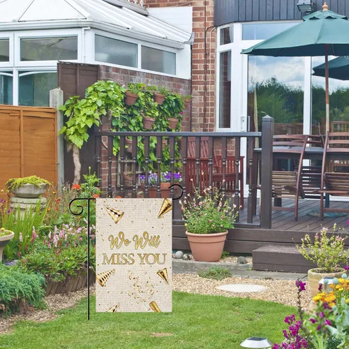 Vista 7 de WeBenison Bandera de jardín con texto en inglés «We Will Miss You», letrero de despedida para patio, casa, césped, decoración para puerta