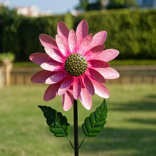 Vista 2 de Viveta Molinillo de viento para exteriores, escultura de viento decorativa con estaca resistente, molinetes rosas para patio y jardín