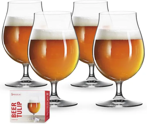 Spiegelau Vasos de cerveza clásicos de tulipán, vasos transparentes para cerveza belga, cervezas IPA, cócteles, regalos para hombres, noche de