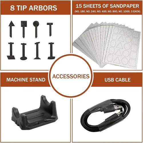 Vista 8 de Lijadora de bolígrafo inalámbrica, velocidad variable y carga USB con luz LED, herramienta eléctrica multiusos para lijar, pulido, acabado, Gris