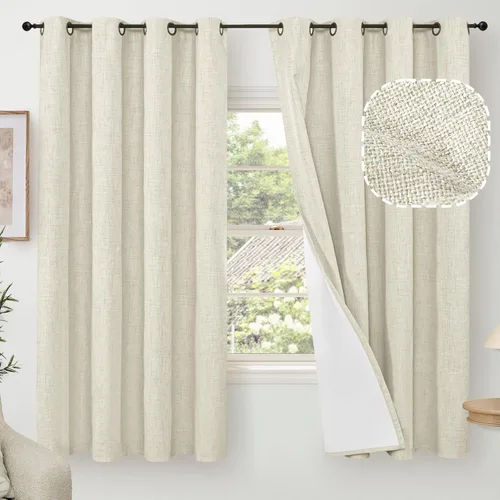 Vista 89 de Cortinas Opacas de Lino Azul Bebé para Guardería de 40 Pulgadas de Largo, 2 Paneles, Cortinas Cortas con Aislamiento Térmico Boho de Bloqueo Total