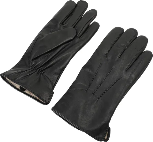 Vista 6 de ZLUXURQ Guantes de cuero de lujo para hombre con forro de cachemira, suave y cómodo piel de cordero Touchsreen