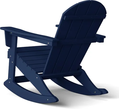Vista 9 de WestinTrends Malibu Silla mecedora de polietileno Adirondack para exteriores/patio, azul marino