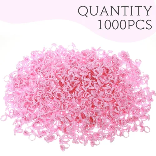 Vista 5 de Yaomiao 500 anillos de pegamento para extensiones de pestañas, desechables, anillos de pegamento para salones de belleza, soporte para vasos