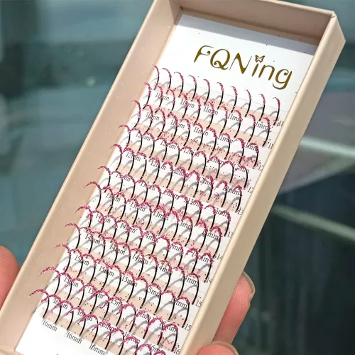 Vista 11 de Extensiones de pestañas con purpurina en racimo de pestañas de color láser, suministros profesionales (3 colores B)