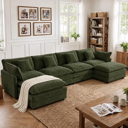 Vista 62 de Tmsan Chenille Cloud - Juego de sofá y silla, color beige y blanco Blanco beige