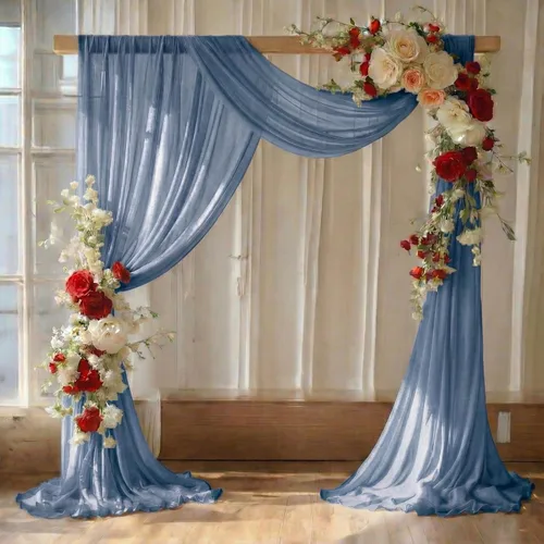 Vista 18 de MDS Paquete de 1 panel de cortina de arco de boda (30 pulgadas de ancho x 20 pies de largo) tela de gasa transparente para boda, ceremonia